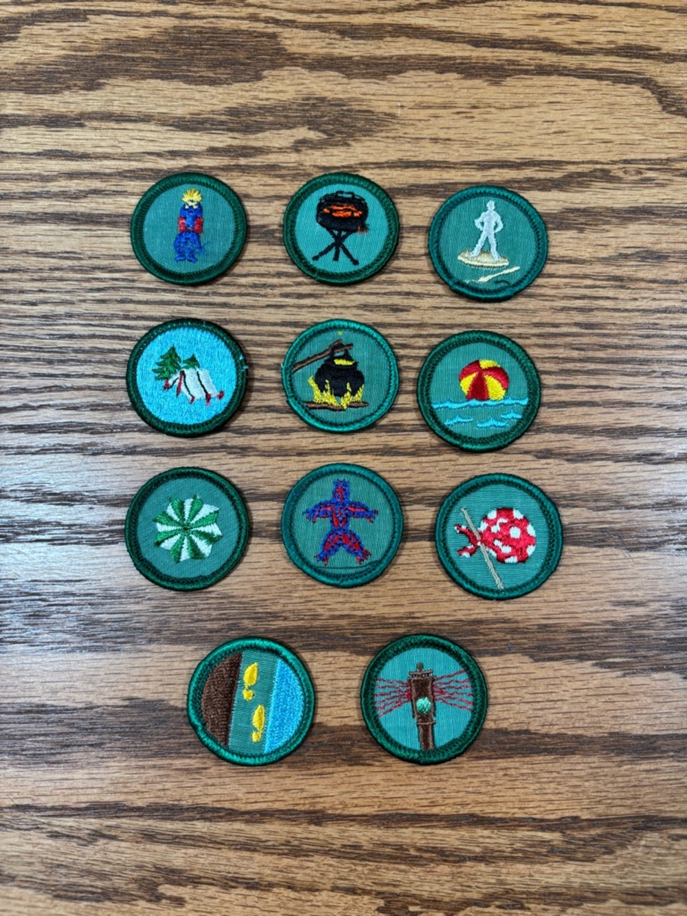 Vintage Green Circular Merit Patch Set Girl Scouts Boy Scouts